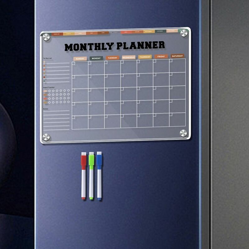 Durevole magnetico acrilico calendario accessori universale facile da cancellare lavagna cancellabile a secco calendario pianificatore riutilizzabile