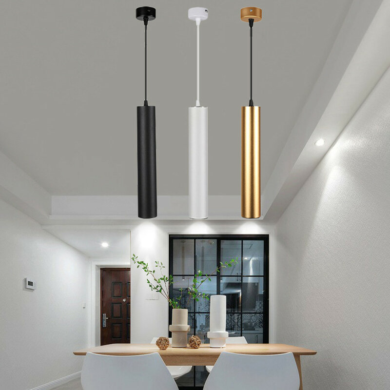 Dimmable Led Pendant Lamp Long Tube Lamp LED Track Light Spotlights for Kitchen Dining Room Shop Bar Decor Cylinder Pipe Light