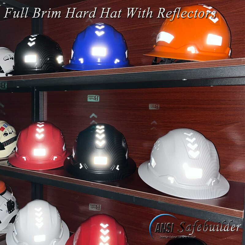 Helm Keselamatan pinggiran penuh, topi keras bersirkulasi dengan ventilasi ANSI Z89.1 disetujui, topi konstruksi & Industri Ringan