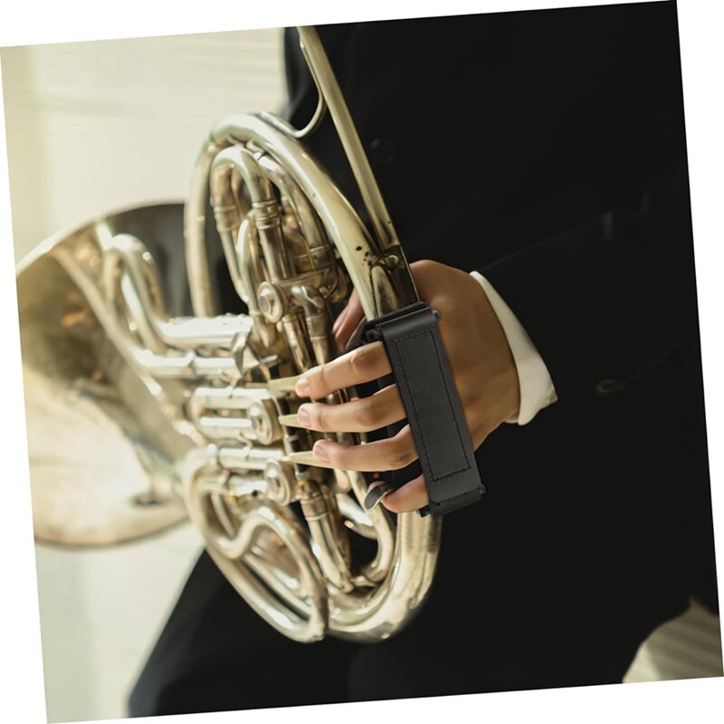 Handverwarming Pad Handbescherming Voor Franse Hoorn Hoorn Bescherming Met Riem Handpad Voor Muziekinstrumenten Lederen Handgrepen