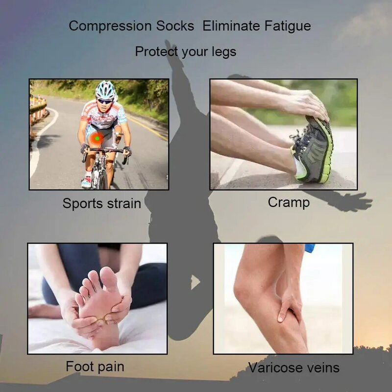 Nuovi calzini a compressione sport in esecuzione motivi geometrici Anti affaticamento sollievo dal dolore ginocchio calze a compressione ad alto gonfiore in gravidanza