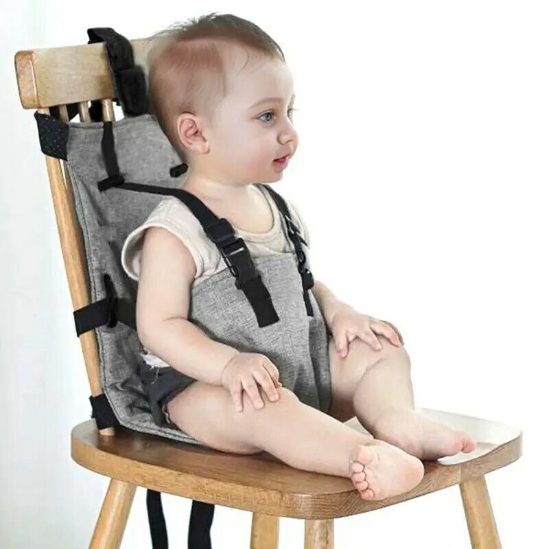 Asiento de arnés de bebé para silla alta, asiento de viaje de tela Oxford plegable portátil, cinturón de seguridad para niños pequeños para restaurante