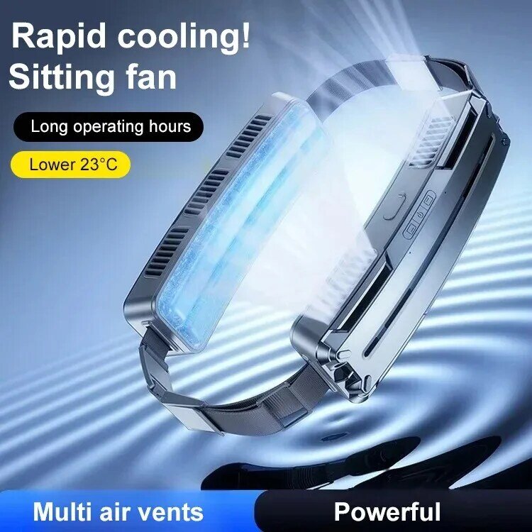 ABS 2color New ice belt fan outdoor sports cooling small fan portable mini USB hanging waist fan Outdoor Waist Mounted Fan