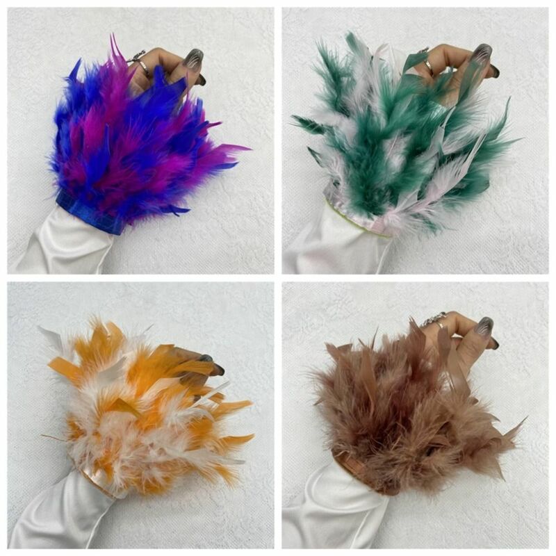 Turkey Feathers Fur Feather Cuffs Soft Hair Loop Bracelet Feather Wristband Bracelet Fun Colorful Feather Wristband Circle