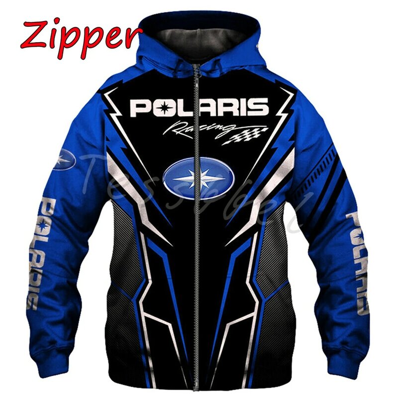 Polaris Racing RZR com capuz de snowmobile, moda casual masculina e feminina, escolha popular, moda primavera e outono, 2023