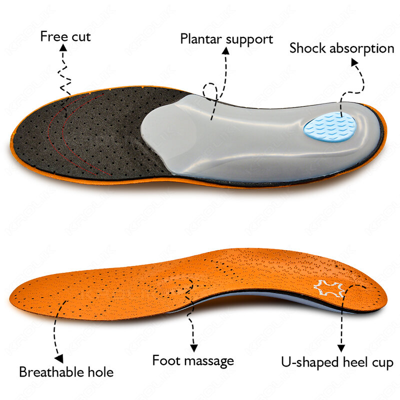 Plantilla ortopédica de cuero, soporte ortopédico para ARCO, zapatos planos de látex, almohadilla de carbón activo antibacteriana, cuidado de los pies, Unisex