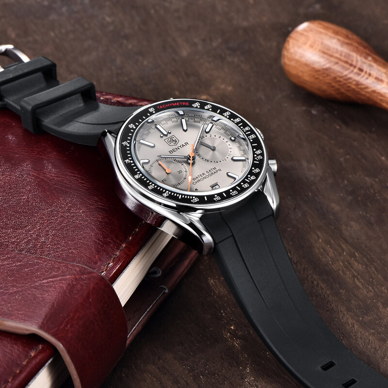 2023 Nieuwe Benyar Maan Horloge Voor Mannen Luxe Quartz Chronograaf Mannen Horloges Sport Waterdichte Automatische Lichtgevende Klok Reloj Hombre