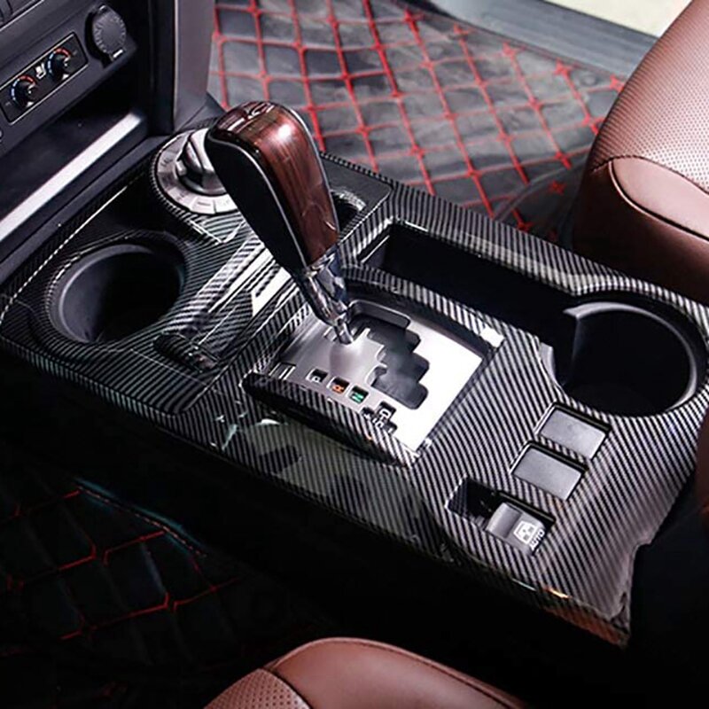 for Toyota 4Runner 2010-2021 Car Carbon Fiber Style Gear Shift Panel Cup Holder Frame Decoration Cover Trim