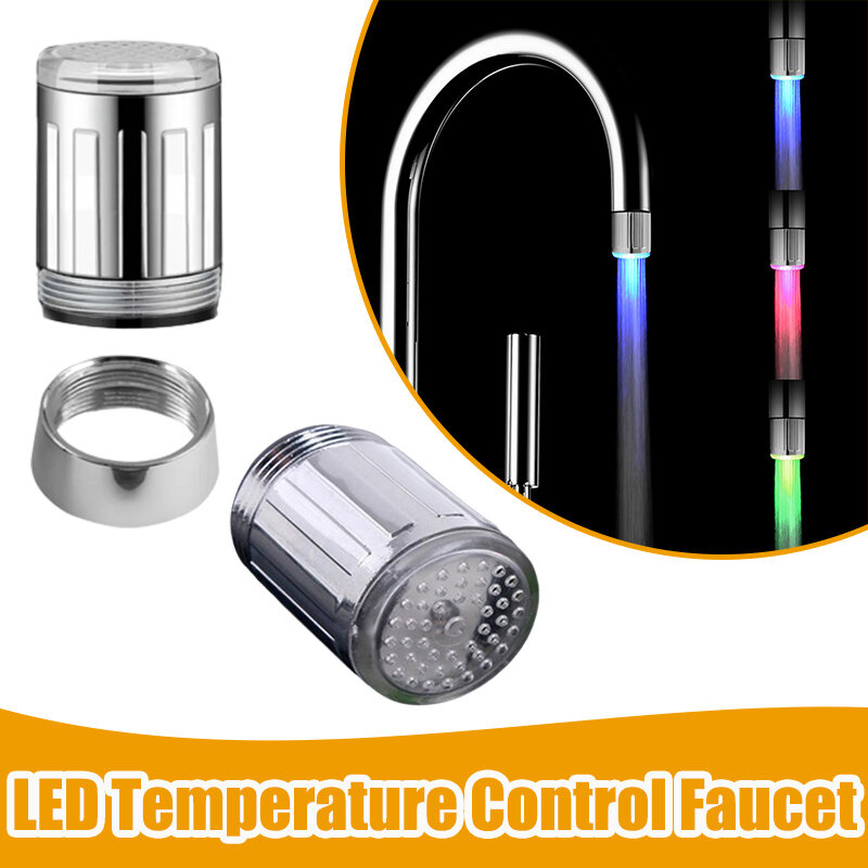 LED Temperature Sensitive 3-Color Light-up Faucet Kitchen Bathroom Glow Water Saving Faucet Aerator Tap Nozzle Shower Faucet