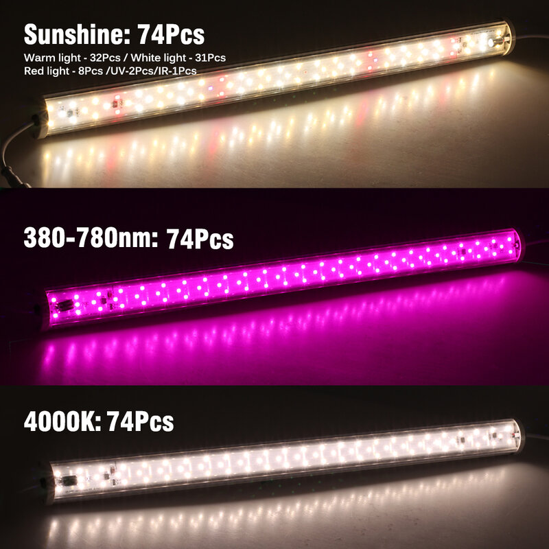 Tubo de luz LED de espectro completo para cultivo, barra de lámpara resistente al agua IP65, fitoamplificador para plantas, flores y plántulas, tienda de invernadero, 1-6 piezas, 220V