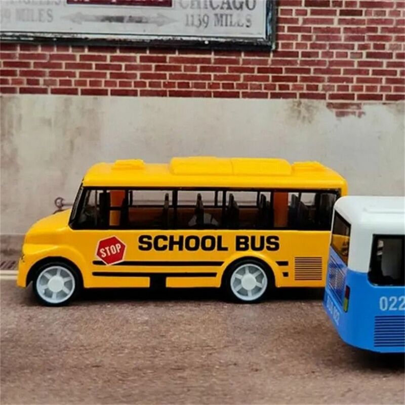Modèle de voiture de simulation de bus scolaire en alliage pour enfants, ornements, forme de bus, côtes arrière, jouet, haut, 216.239.