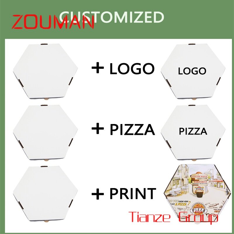 Boîte à pizza GT de qualité alimentaire, boîte à cuillères à soupe, carton métropolitain, blanc uni, forme octogonale hexagonale