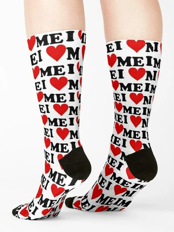 Зимние подарки на новый год, женские мужские носки I Love Me носки с принтом в форме сердца