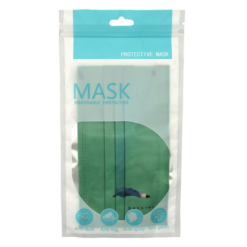 Mascarilla desechable con estampado de dibujos animados para adultos, máscara protectora empaquetada individualmente, 10/30/50 piezas, Unisex