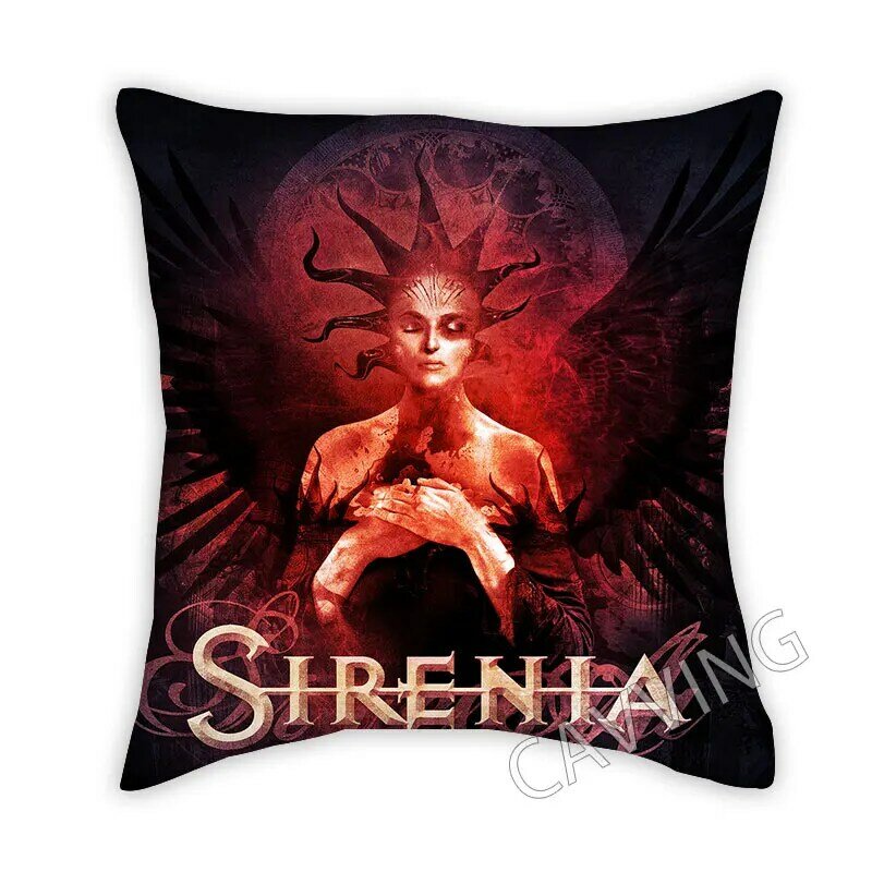 Sirenia 3D 인쇄 폴리 에스터 장식 베개 커버 스퀘어 지퍼 베개 케이스, 팬 선물 홈 장식