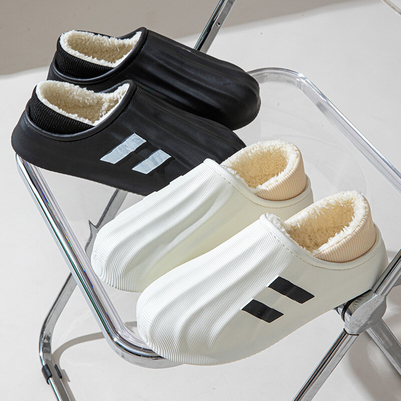 Slippers Men Outdoor Waterproof Warm Sneaker Shoes Women Non-Slip Indoor Plush Home Footwear Thick Platform Shoes New