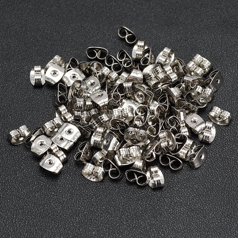 100Pcs/Lot High Quality Stainless Steel Earring Back Plug Earring Settings Base Ear Nut Stud Back Stopper Replacement Wholesale