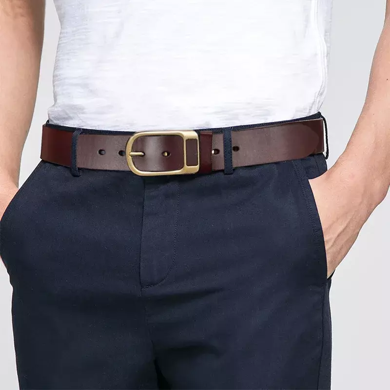 Cintura da uomo MODX cintura da uomo in vera pelle di mucca di alta qualità cinturino in pelle di vacchetta per cinture con fibbia automatica maschile per cintura con fibbia in lega da uomo