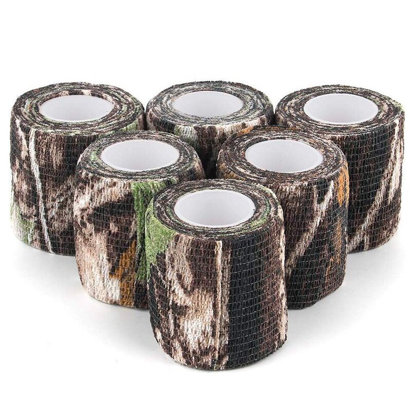 6 Roll Camouflage Tape Cling Scope Wrap Camo Stretch Bandage Zelfklevende Tape Voor Camping Jacht Fiets Telescoop