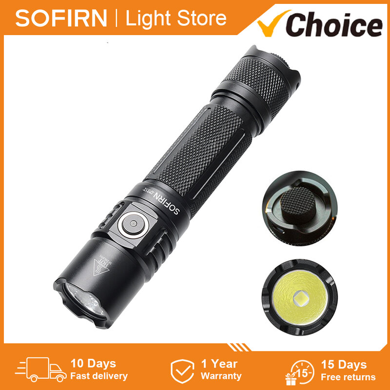 Sofirn-USB C tocha recarregável com interruptor duplo indicador de alimentação, lanterna tática, poderosa luz LED, 3800lm, SP35T, 21700, ATR