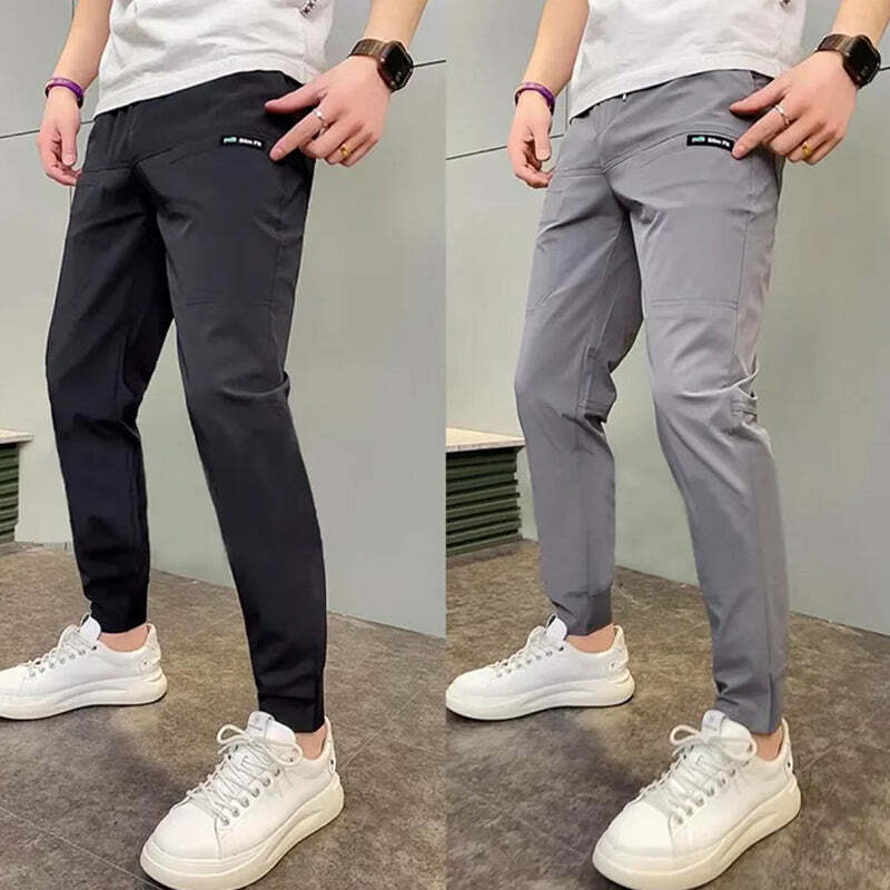 Men\'s High Stretch Multi-pocket Skinny Cargo Pants Multi-pocket Sweatpants Solid Color Casual Work Outdoor Joggers Trousers