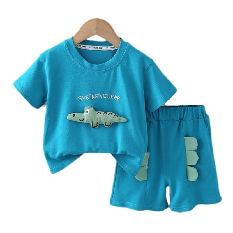 男の子と女の子のための非公式のスーツ,Tシャツとショーツのセット,幼児の服,夏のスーツ,2ユニット