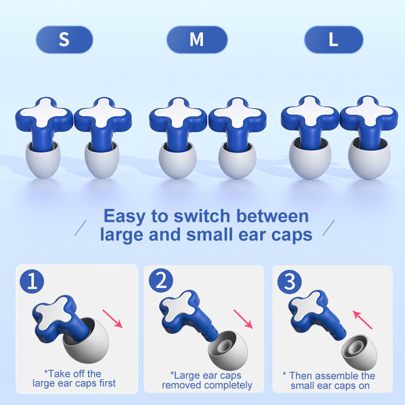 1 Pair Silicone Ear Plugs Waterproof Ear Plug Silicone Noise Reduction Swimming Earplugs Soundproof Earplugs Set for Travel Home