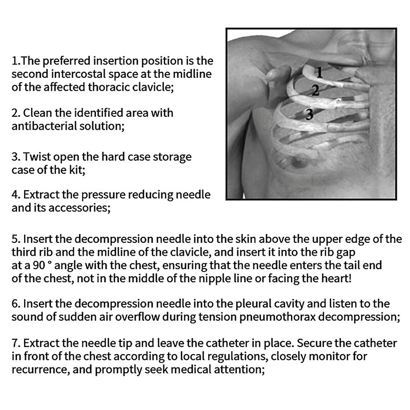 Notfall ausrüstung Erste-Hilfe-Kit Spannung Pneumothorax Thorax Nadel medizinische Brust Dekompression nadel