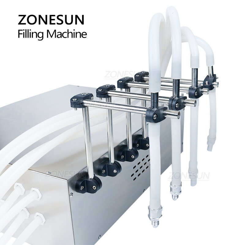 ZONESUN полуавтоматическая машина для розлива жидкости, 17 л/мин, 4 насадки, пищевое пальмовое масло, лосьон, шампунь, моющее средство