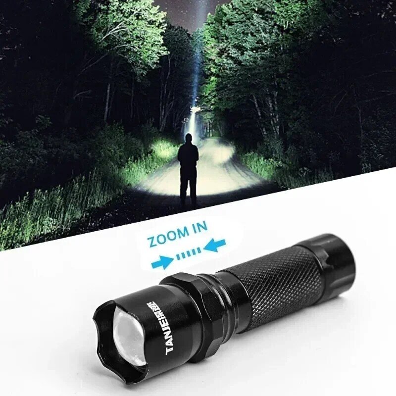 Przenośna latarka LED 3 tryby Zoom teleskopowy latarka taktyczna lampa USB ładowanie ultra-jasne latarki Outdoor Camping Light