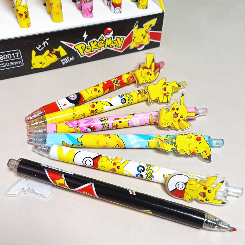 48 pcs/lot Pokemon Press Gel  Pens For Writing Cute 0.5mm Black Ink Neutral Pen Promotional Gift Office School Supplies