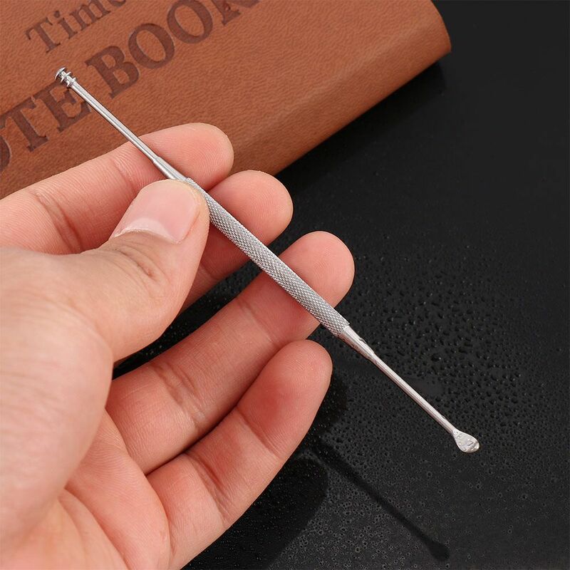 Double-ended Stainless Steel Spiral Ear Pick Spoon Ear Wax Removal Cleaner Ear Care Tool Kit Multifunction Portable
