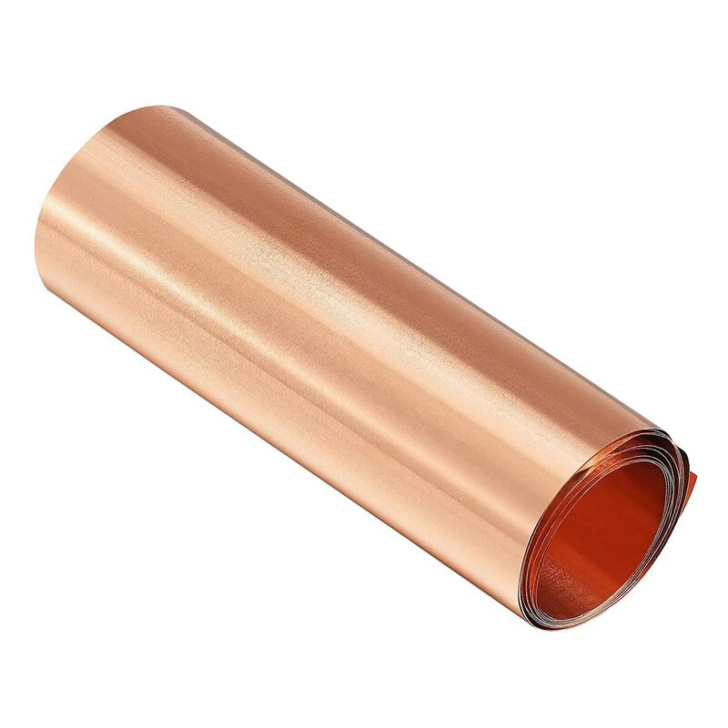 Rolo de cobre, chapa metálica, 1000mm x 100mm x 0.03mm