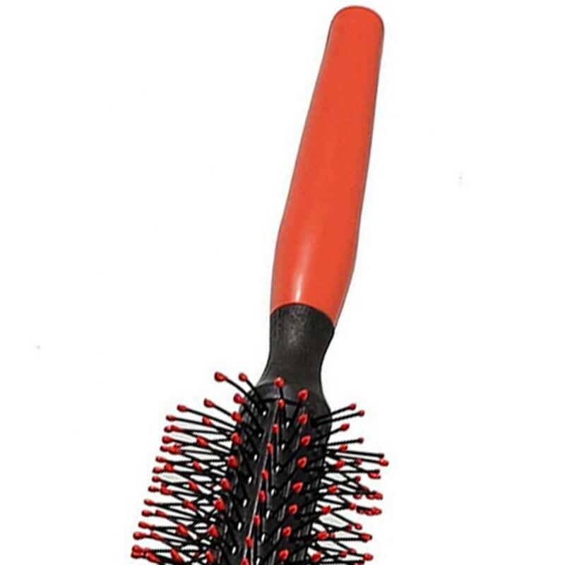 Sisir bulu bulat penata rambut keriting, gagang plastik sisir gaya bergulir sikat rambut Detangling profesional Anti statis