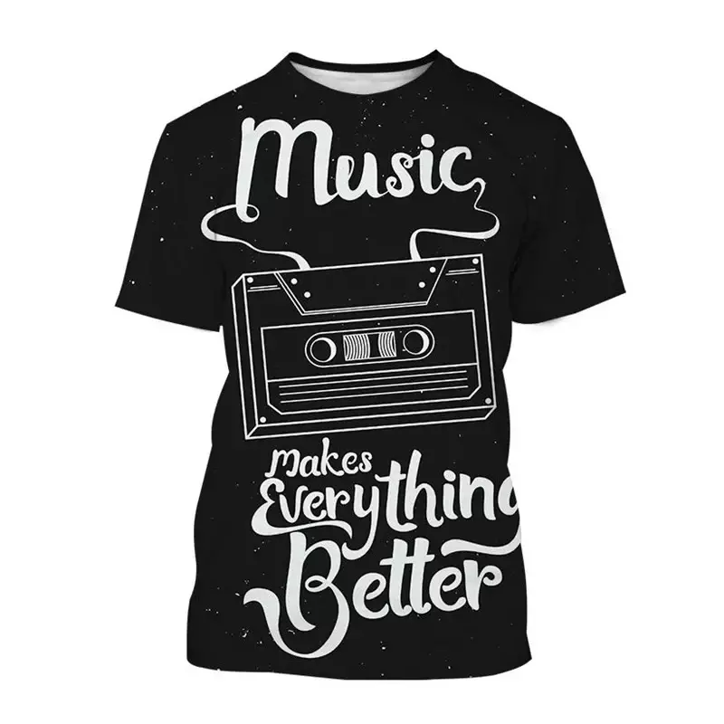 Hip Hop Music Tape Graphic T Shirts Vintage Music Cassette Party 3D Print T Shirt For Men Clothes Streetwear Y2k Tee Women Tops