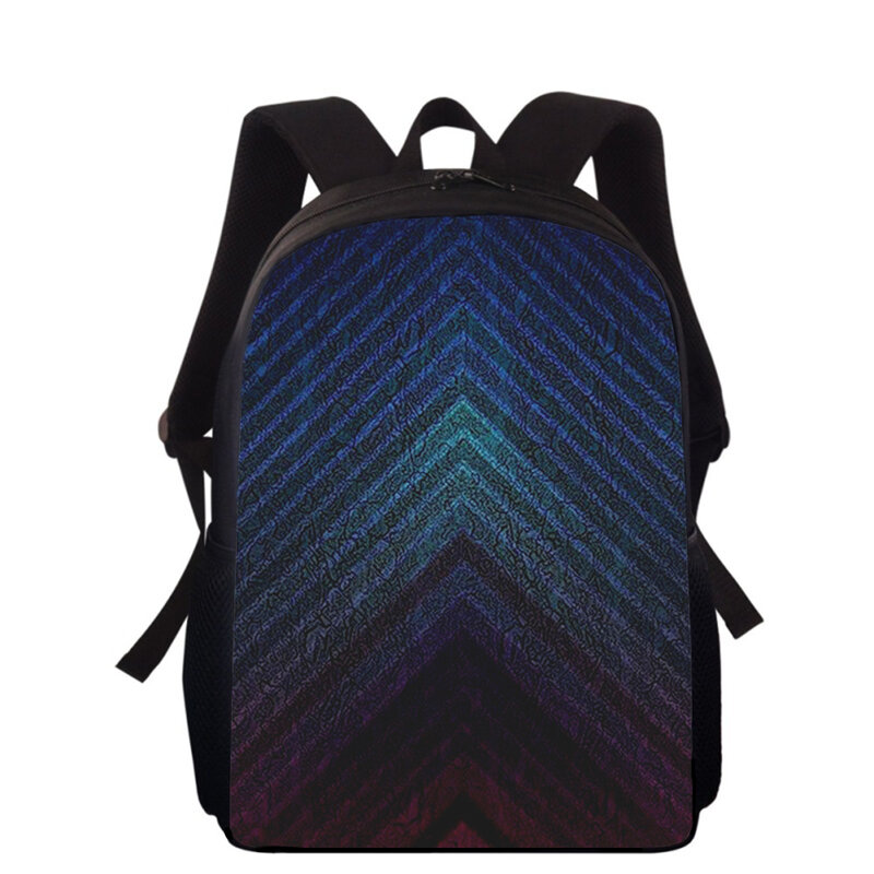 Tas punggung anak laki-laki dan perempuan, ransel buku sekolah dasar cetakan 3D 15 "warna-warni seni kisi garis