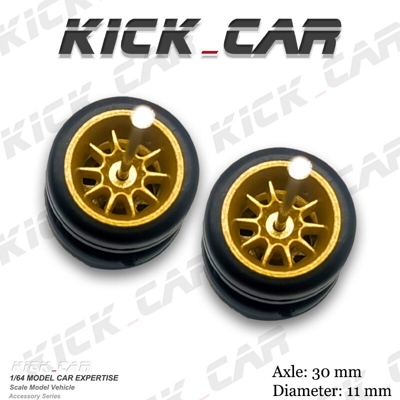 Rodas de carro com pneus de borracha, reequipando peças para Diecast Hot Wheels, Mainline Matchbox Tomica D:11mm, 1 conjunto, modelo 1:64