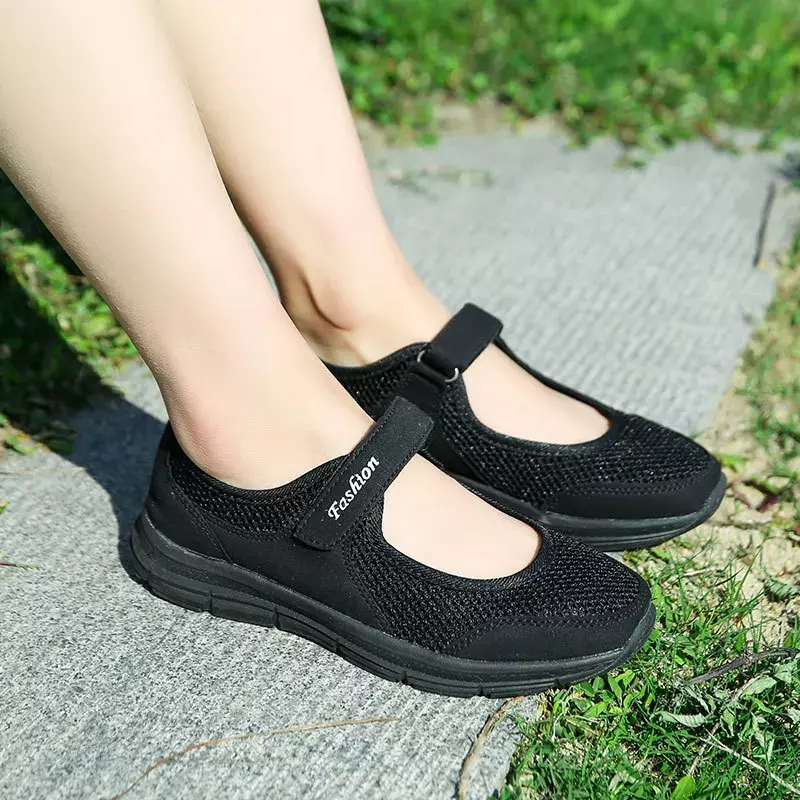 حذاء رياضي شبكي يسمح بمرور الهواء للنساء ، حذاء مقوى للسيدات ، حذاء مشي غير رسمي ، الصيف