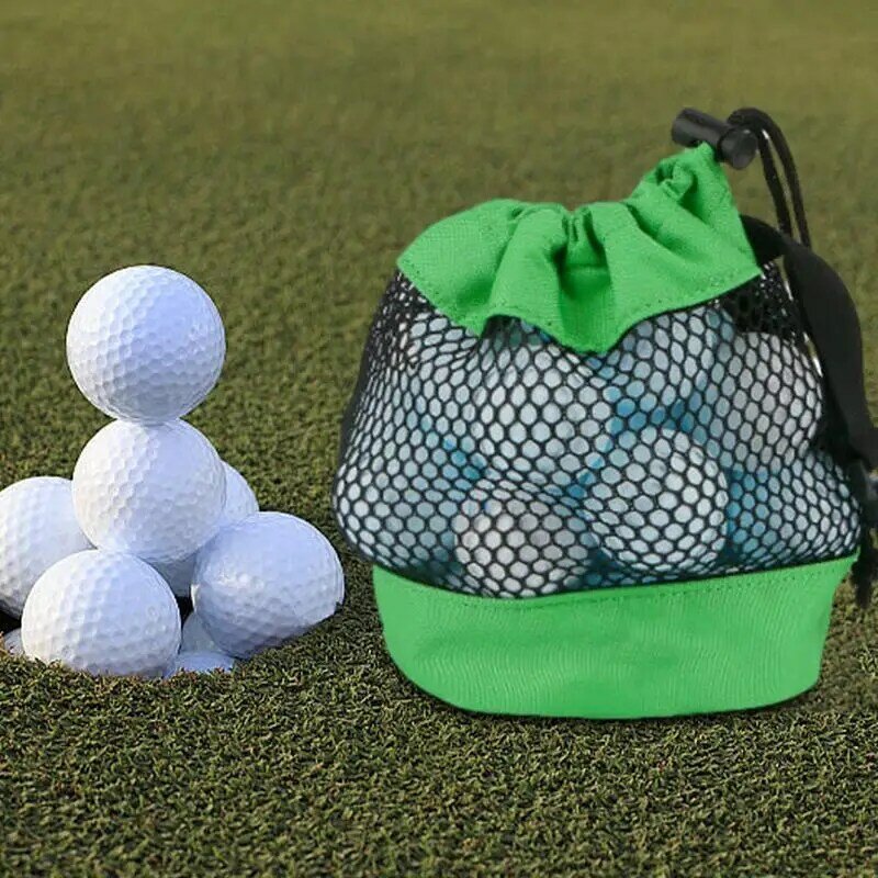 Golf Ball Bag Mesh Golf Bag Organizer Golf Ball Holder Portable Pouch With Drawstring And Clip Large Capacity Storage Bag For
