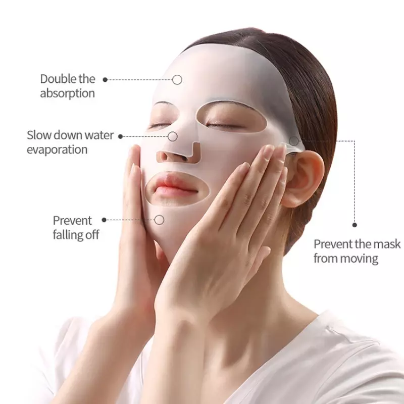 Máscara facial de silicone reutilizável, 2 cores, reutilizável, levantamento da orelha, anti rugas, anti-rugas, hidratação, cuidados com a pele