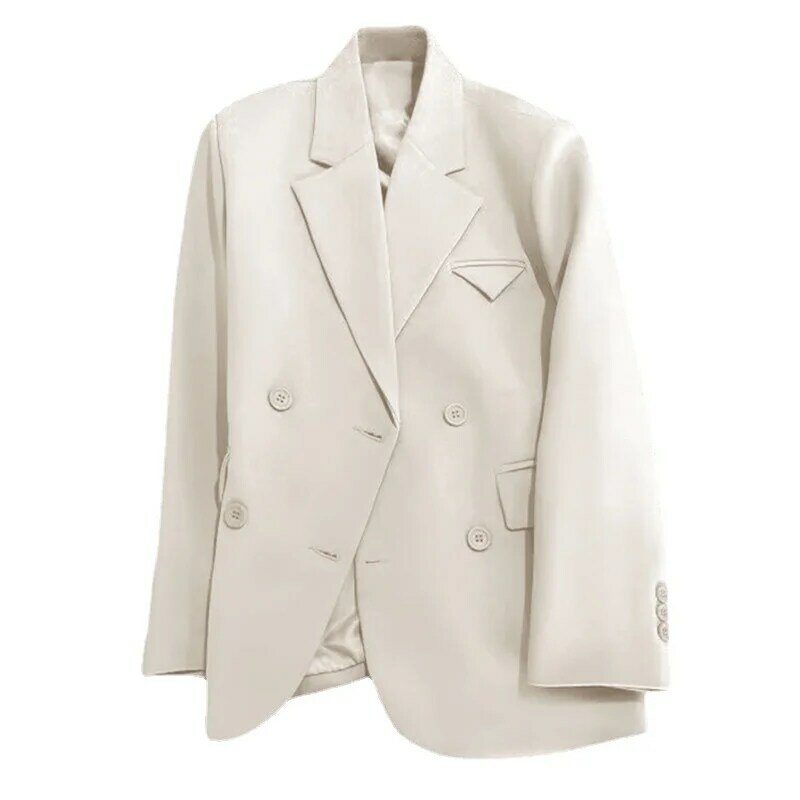 Women Suit Jacket Women Suit Top Loose All-Match Coat Ladies Business Work Wear Formal Coat Double Button Blazer Small Suit Top