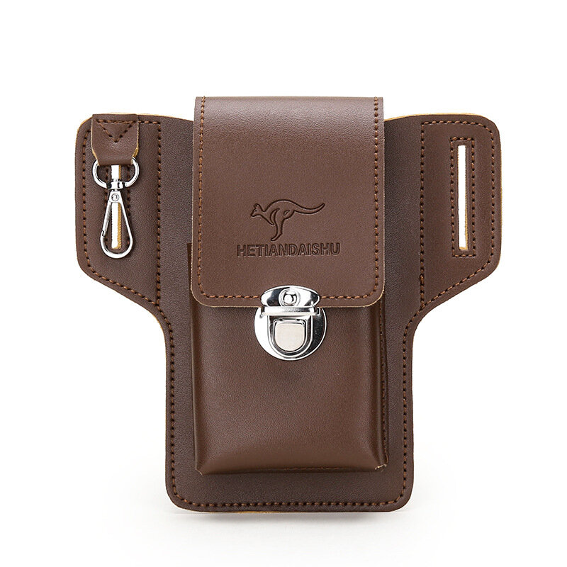Men Cellphone Loop Holster Case Belt Waist Bag Props PU Leather Purse Phone Wallet Vintage Belt Mobile Phone Protective Sheath
