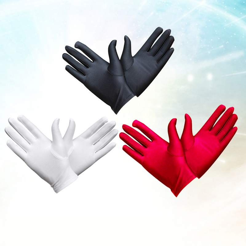 3 paia guanti gioielli guanti elastici etichetta elasticità elastico Miss per l'ispezione