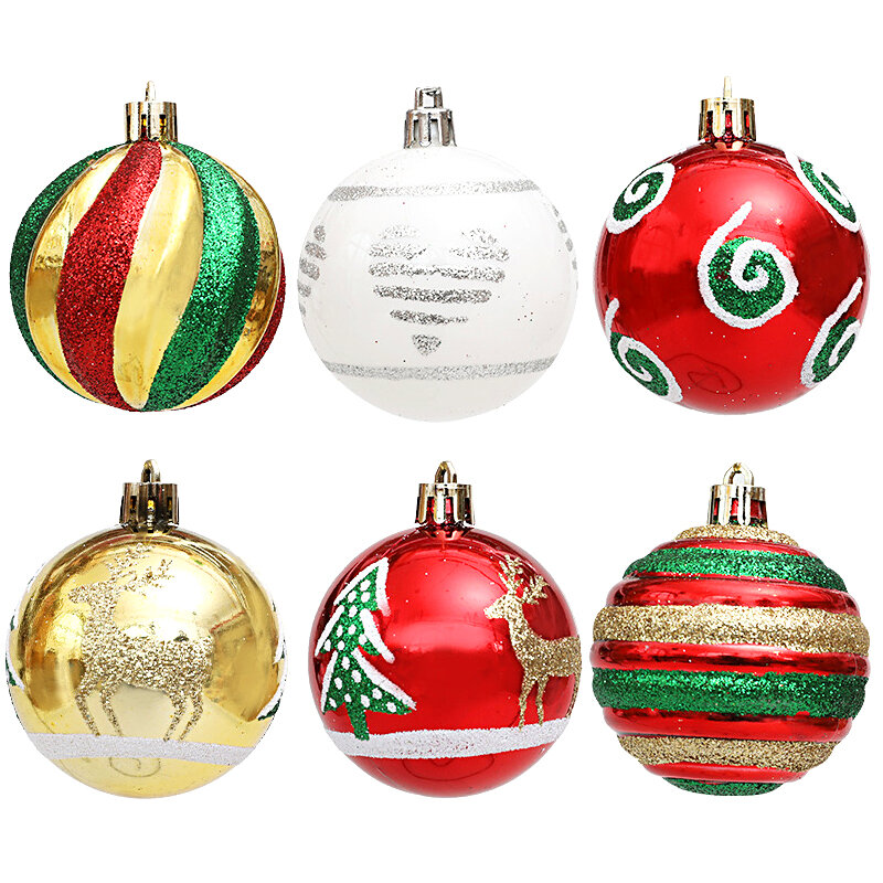 6pcs/Set Christmas Tree Balls Xmas Home Decor Glitter Baubles Party Wedding Ornaments Candy Hanging Balls Xmas Gifts Decoration