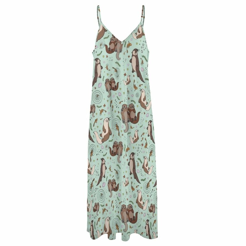 Otter in blau ärmelloses Kleid Frau Kleidung Sommerkleid Frauen
