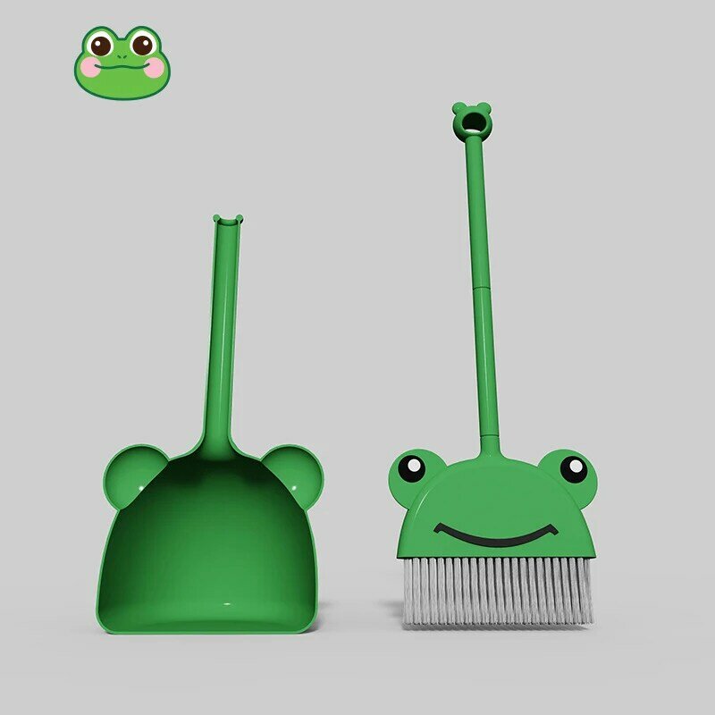 Hot Selling Children's Broom And Dustpan Set Exercising Children To Do Housework Cleaning Toys Cartoon Cute Frog Cleaning Set
