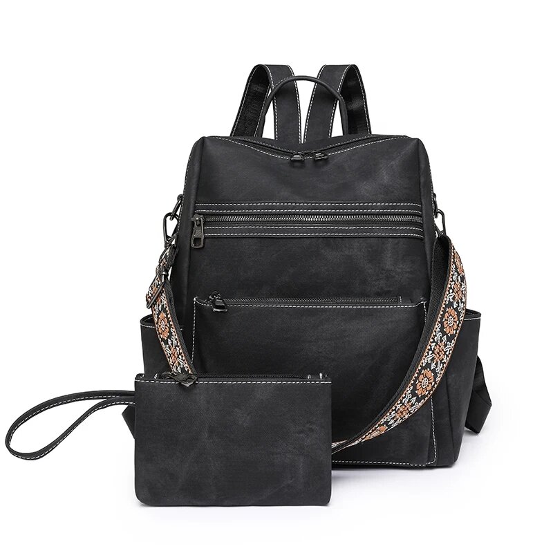 High Quality Soft Leather Backpacks Purses for Women Casual Daypack Vintage Bagpack School Bags for Teen Girls Mochilas Rucksack