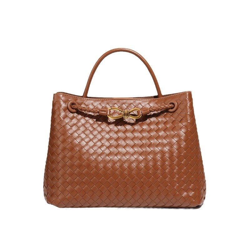 Large Capacity Woven Bag for Women Leather Shopper Bucket Bag Travel Handbags Tote Purse Branded Luxury Designer Purse 2024 New