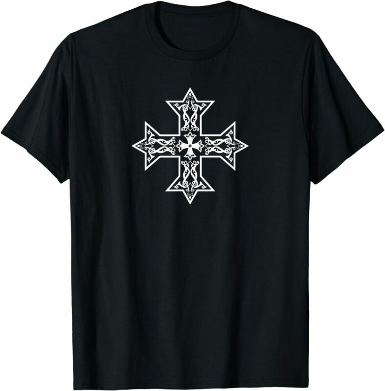 T-Shirt à Manches Courtes 100% Coton pour Homme et Femme, Vêtement Vintage de Haute Qualité, avec Croix Orthopédique Copte