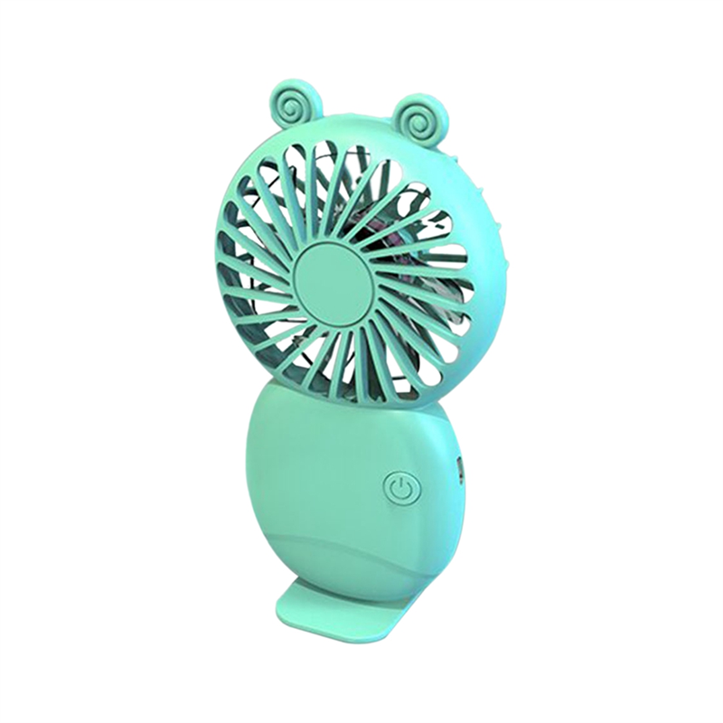 Mini ventilador elétrico portátil, pequeno ventilador de bolso, Cartoon Hand-Held Fan para exterior, verde, verão